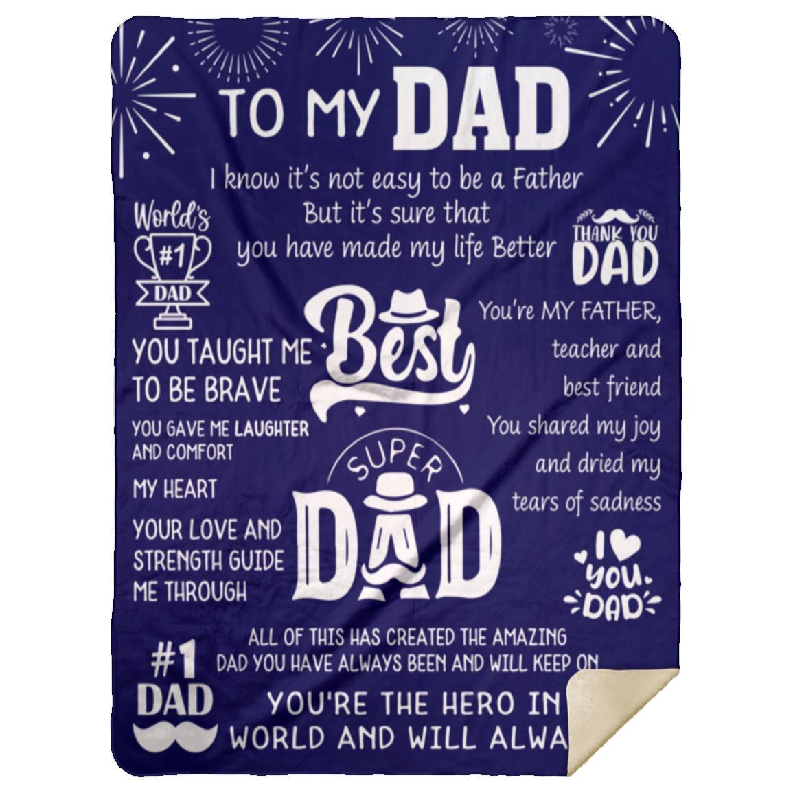 To My Dad, You're the Hero in My Life Blanket | Birthday Gift, Valentine's day Gift, Father's Day Gift