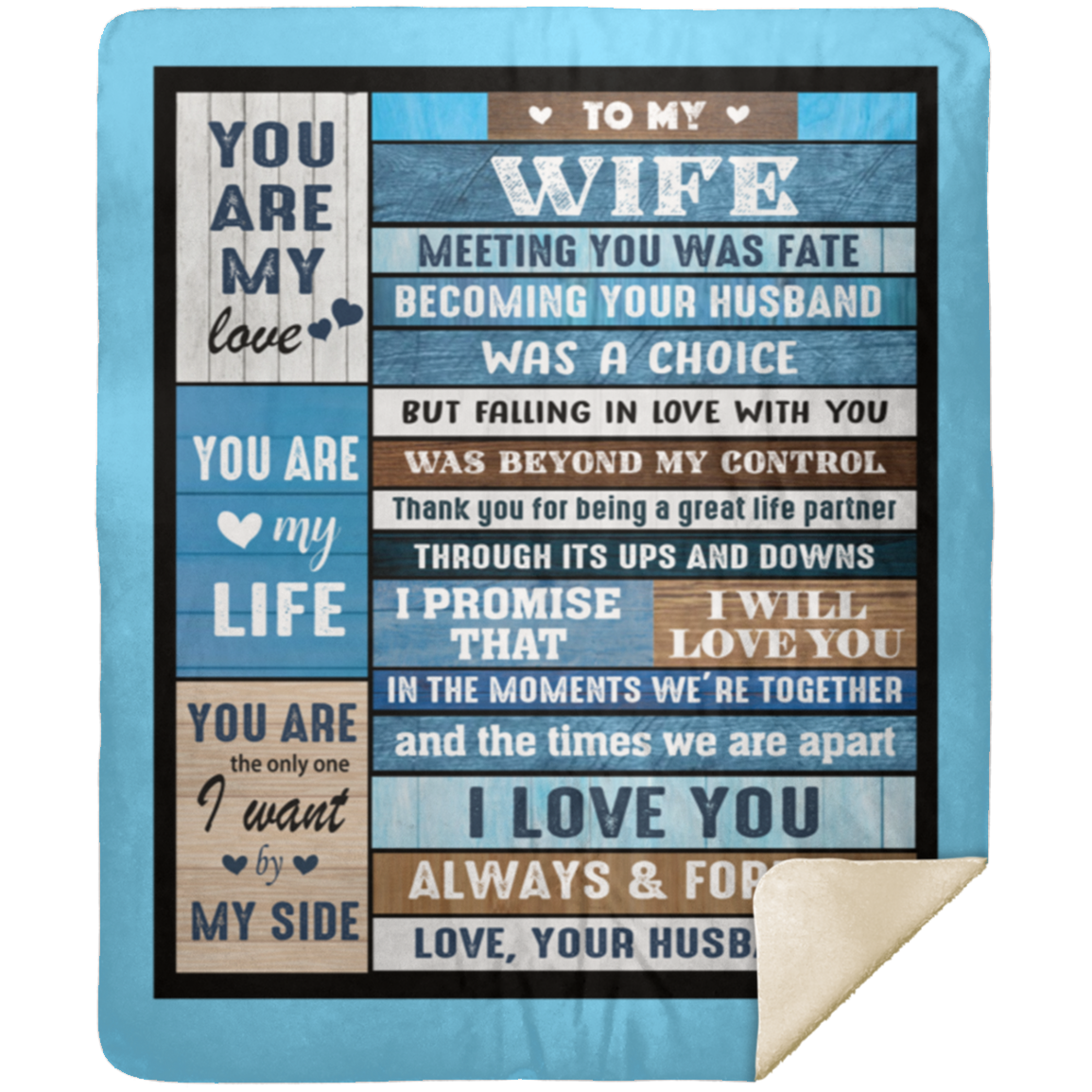 To My Wife | Meeting You Was Fate, Falling in Love Was Beyond My Control | Premium Sherpa Blanket, 50x60 and 60x80