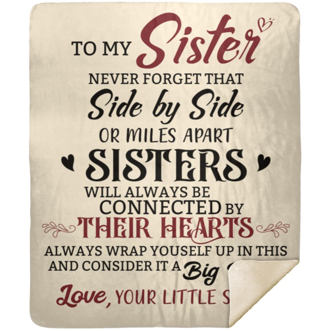 To My Sister | Connected by Hearts Blanket | Valentine's Day Gift, Christmas Gift, Birthday Gift