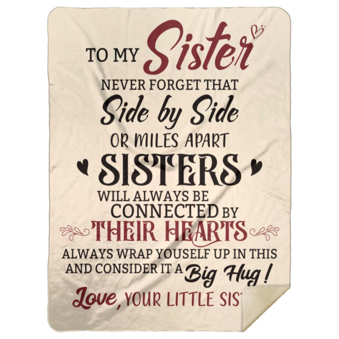 To My Sister | Connected by Hearts Blanket | Valentine's Day Gift, Christmas Gift, Birthday Gift