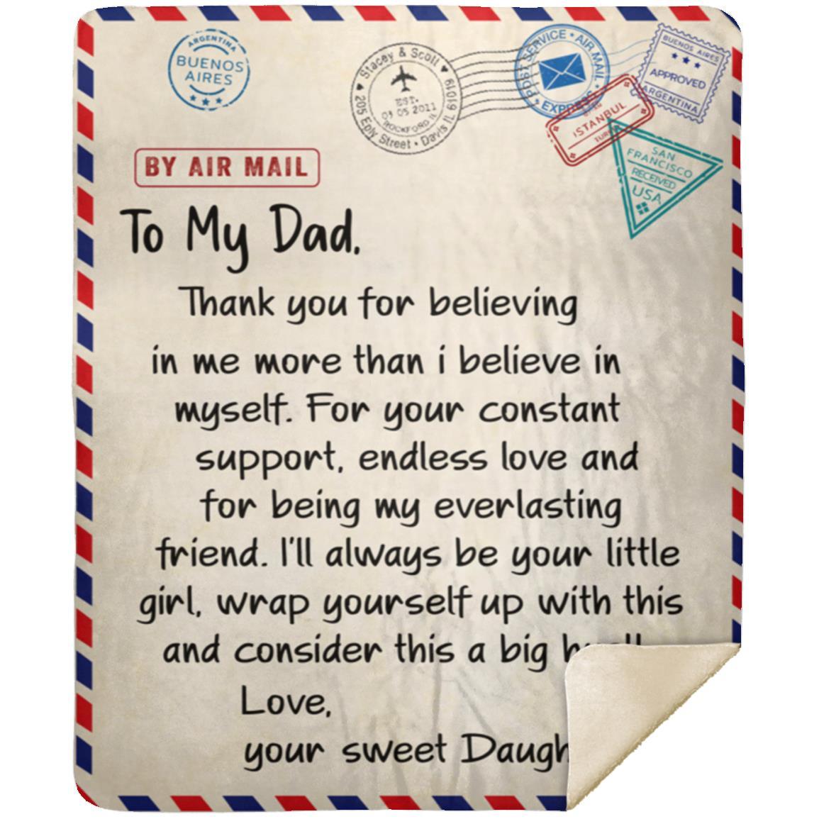 To My Dad, from Your Sweet Daughter Blanket | Birthday Gift, Special Occasion Gift