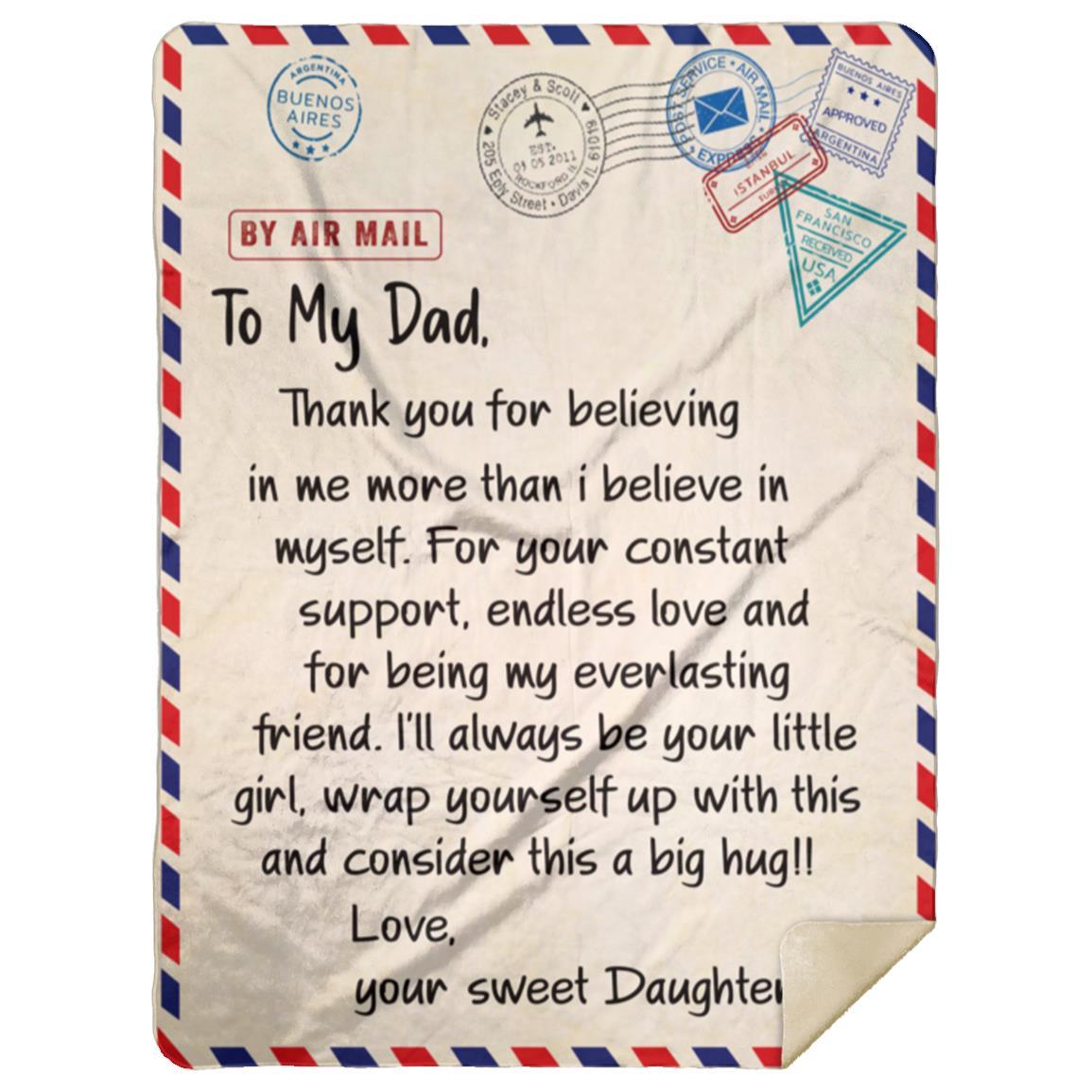 To My Dad, from Your Sweet Daughter Blanket | Happy Father's Day, Happy Birthday Gift