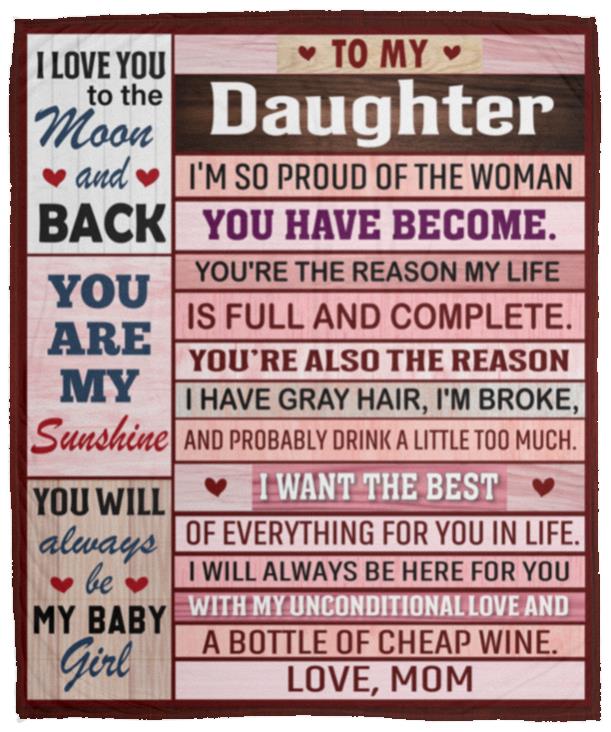 To My Daughter, So Proud of the Woman You've Become Blanket | Valentine's Day Gift, Birthday Gift, Special Occasions