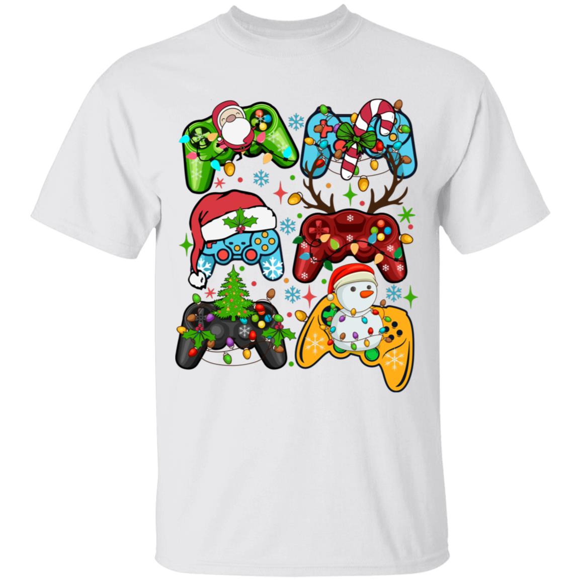 Retro Christmas Gaming Controller Santa Claus Christmas T shirt Design For Kids Christmas T-Shirt and Long Sleeve T-Shirt