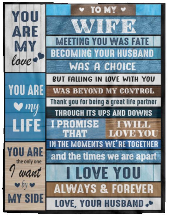To My Wife, You Are My Love Blanket | Christmas Gift, Mother's Day Gift
