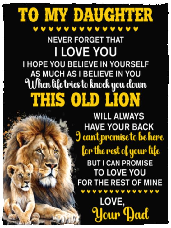 To My Daughter, This Old Lion Blanket | Valentine's Day, College , Birthday Gift