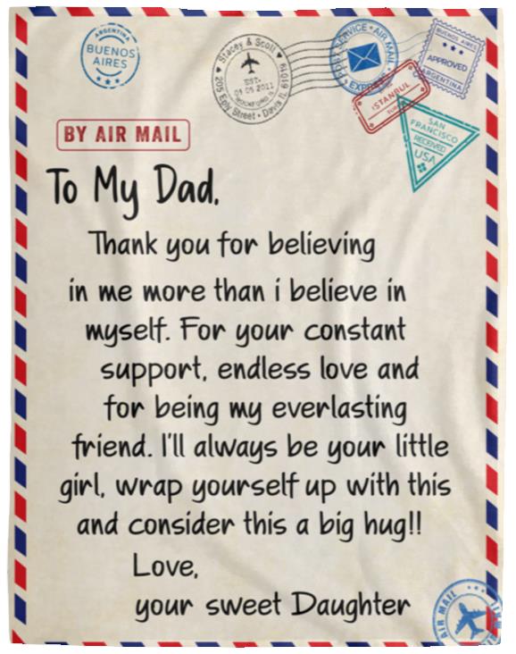 To My Dad, from Your Sweet Daughter Blanket | Birthday Gift, Special Occasion Gift