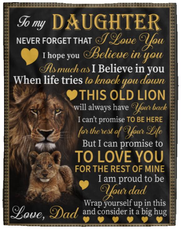 To My Daughter Blanket, This Old Lion | Valentine's Day, Birthday, College Gift