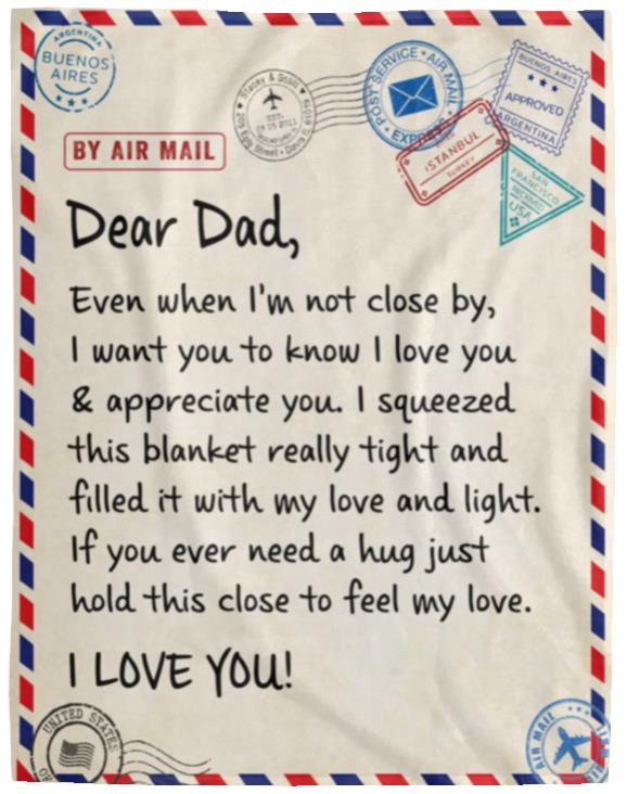 Dear Dad Letter Blanket | Christmas, Birthday, Valentine's Day Gift