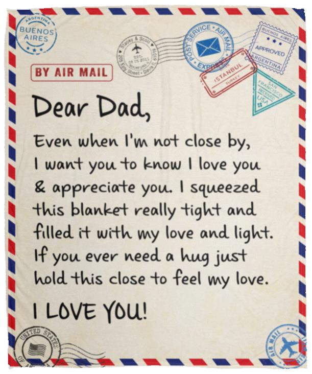 Dear Dad Letter Blanket | Christmas, Birthday, Valentine's Day Gift