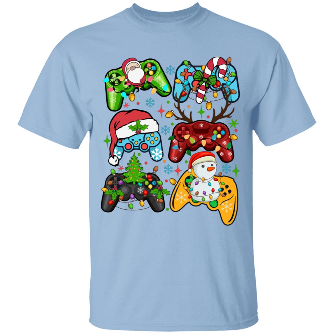 Retro Christmas Gaming Controller Santa Claus Christmas T shirt Design For Kids Christmas T-Shirt and Long Sleeve T-Shirt