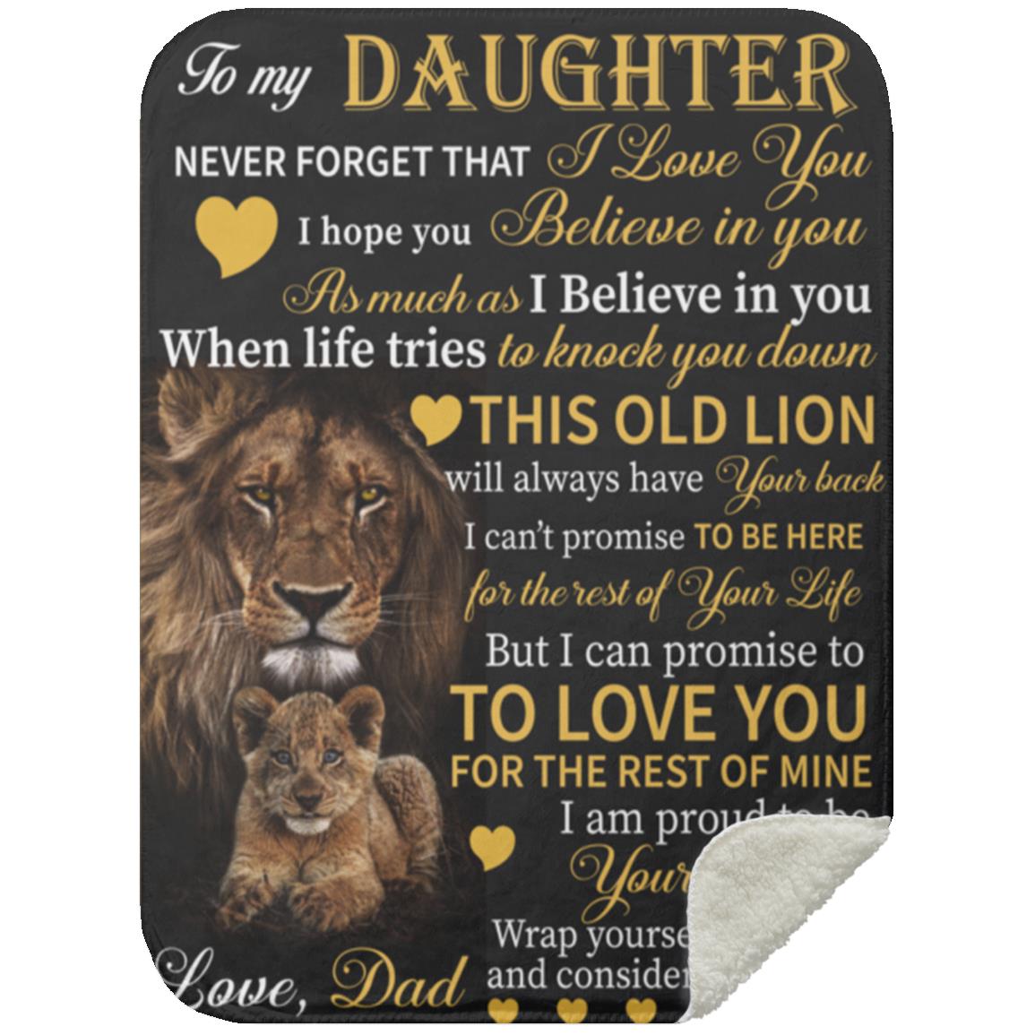 To My Daughter Blanket, This Old Lion | Valentine's Day, Birthday, College Gift