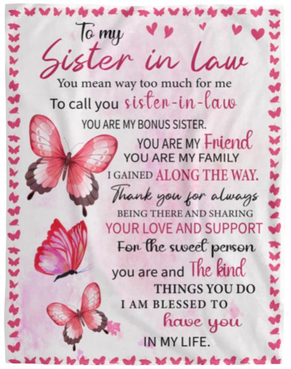 To My Sister-in Law Blanket | Birthday Gift, Christmas Gift, Valentine's Day Gift