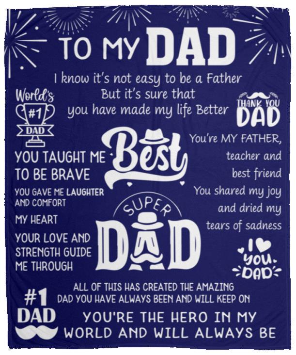 To My Dad, You're the Hero in My Life Blanket | Birthday Gift, Valentine's day Gift, Father's Day Gift