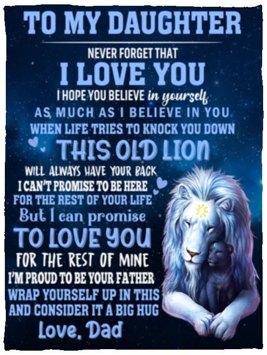 To My Daughter, I Love You Blanket | Valentine's Day, College, Birthday Gift