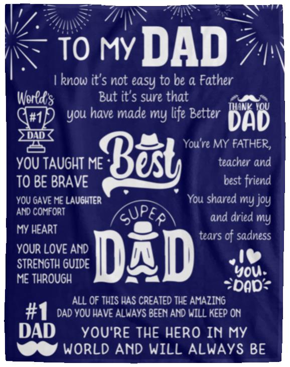 To My Dad, You're the Hero in My Life Blanket | Birthday Gift, Valentine's day Gift, Father's Day Gift
