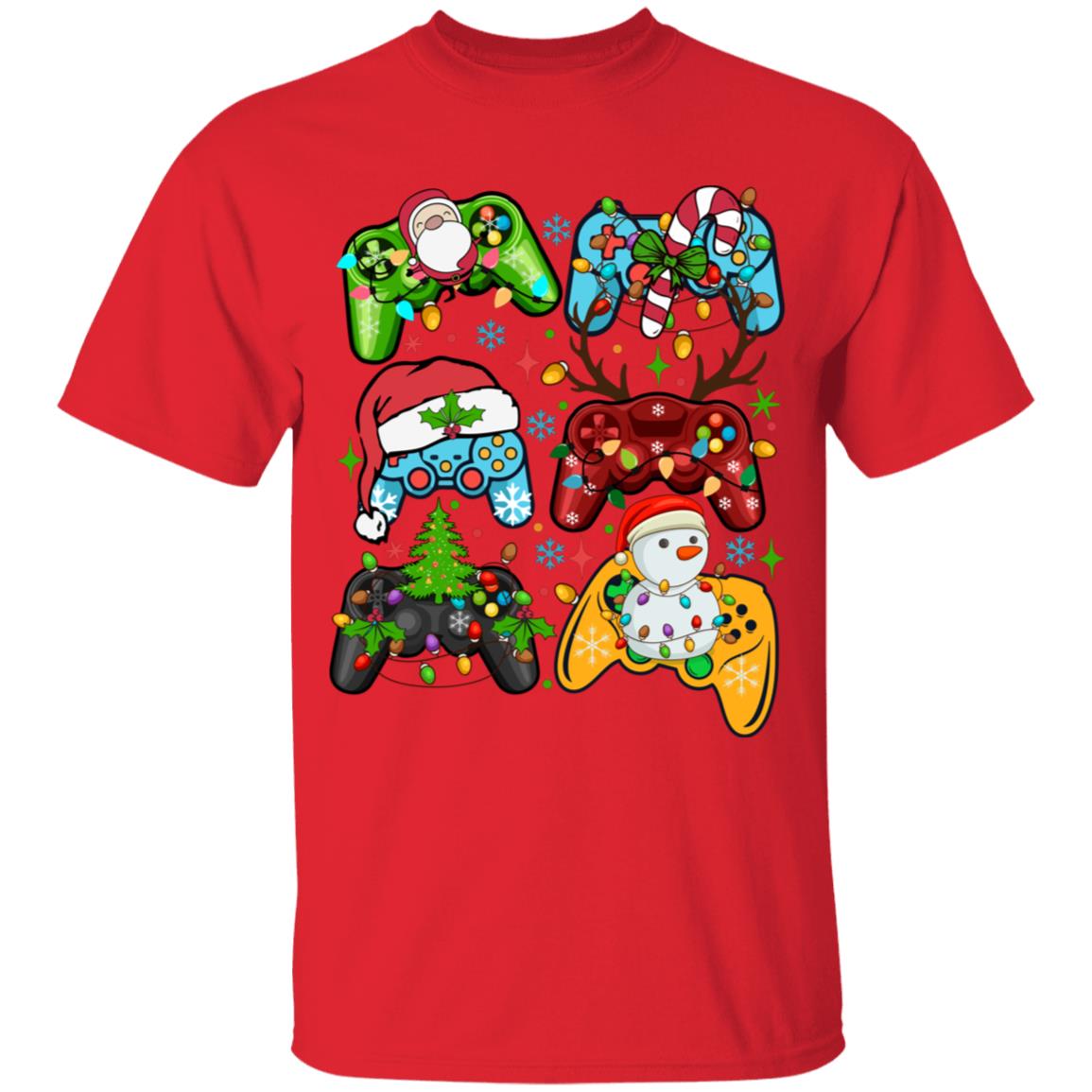 Retro Christmas Gaming Controller Santa Claus Christmas T shirt Design For Kids Christmas T-Shirt and Long Sleeve T-Shirt