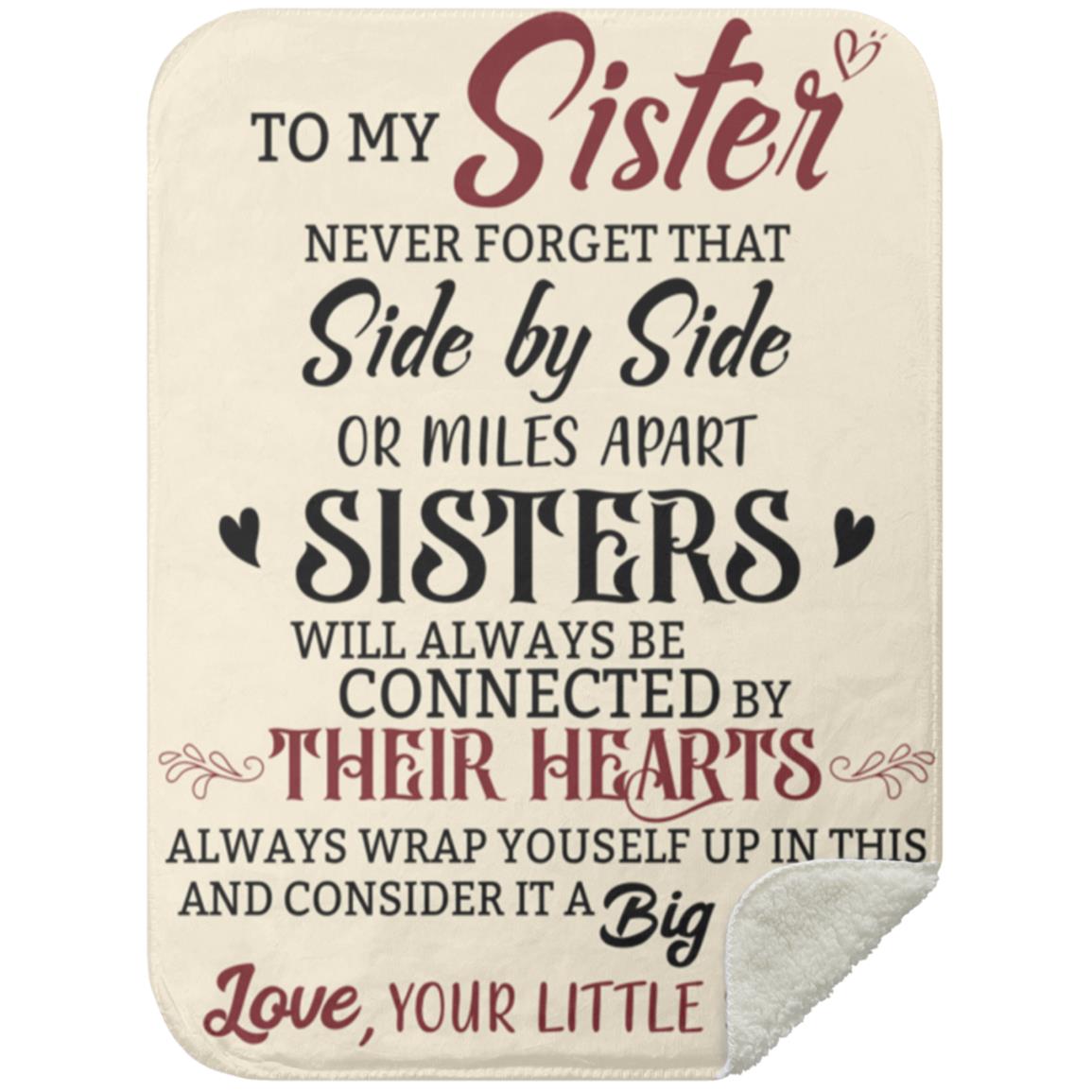 To My Sister | Connected by Hearts Blanket | Valentine's Day Gift, Christmas Gift, Birthday Gift
