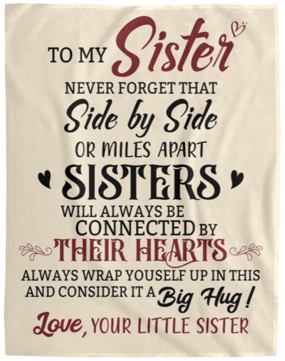 To My Sister | Connected by Hearts Blanket | Valentine's Day Gift, Christmas Gift, Birthday Gift