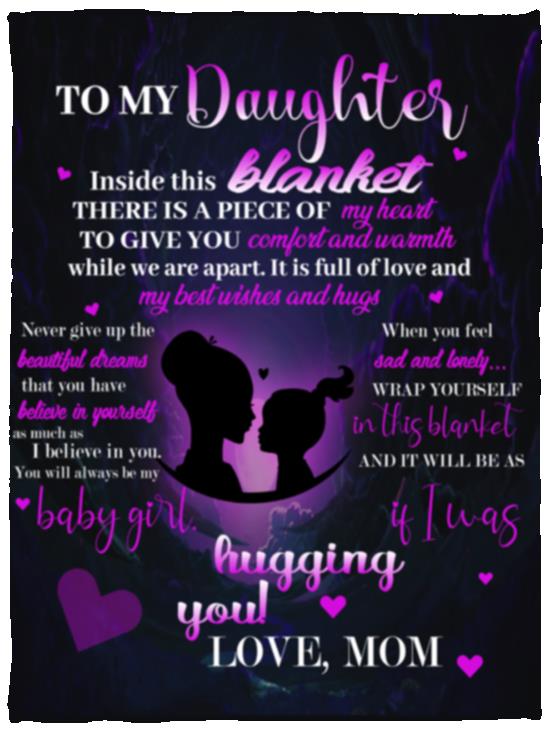To My Daughter, Piece of My Heart Blanket | Christmas Gift, Birthday Gift