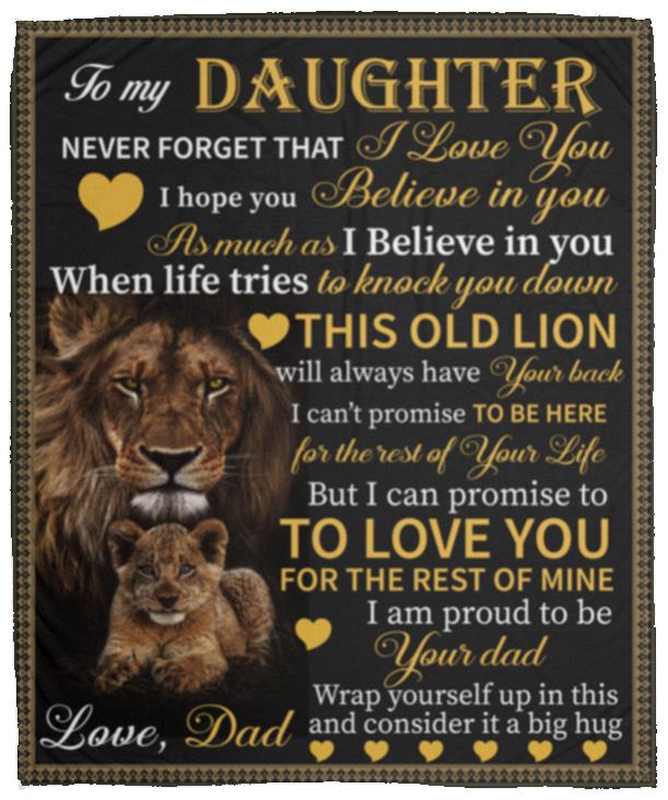 To My Daughter Blanket, This Old Lion | Valentine's Day, Birthday, College Gift