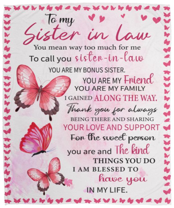 To My Sister-in Law Blanket | Birthday Gift, Christmas Gift, Valentine's Day Gift