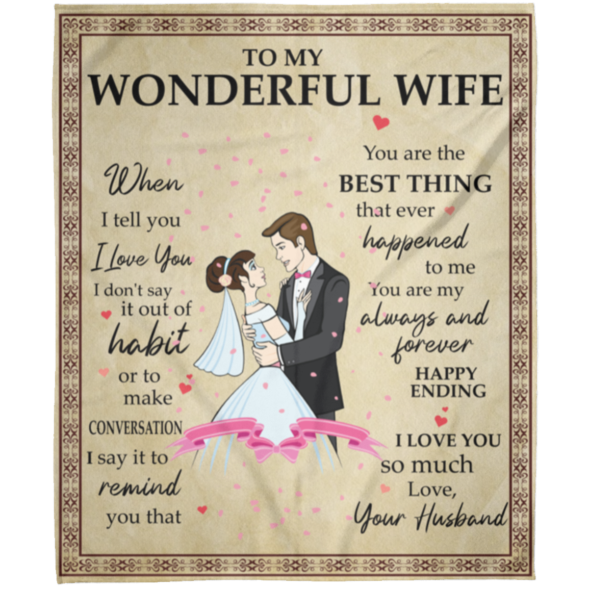 To My Wonderful Wife - I Love You - Arctic Fleece Blanket 50x60