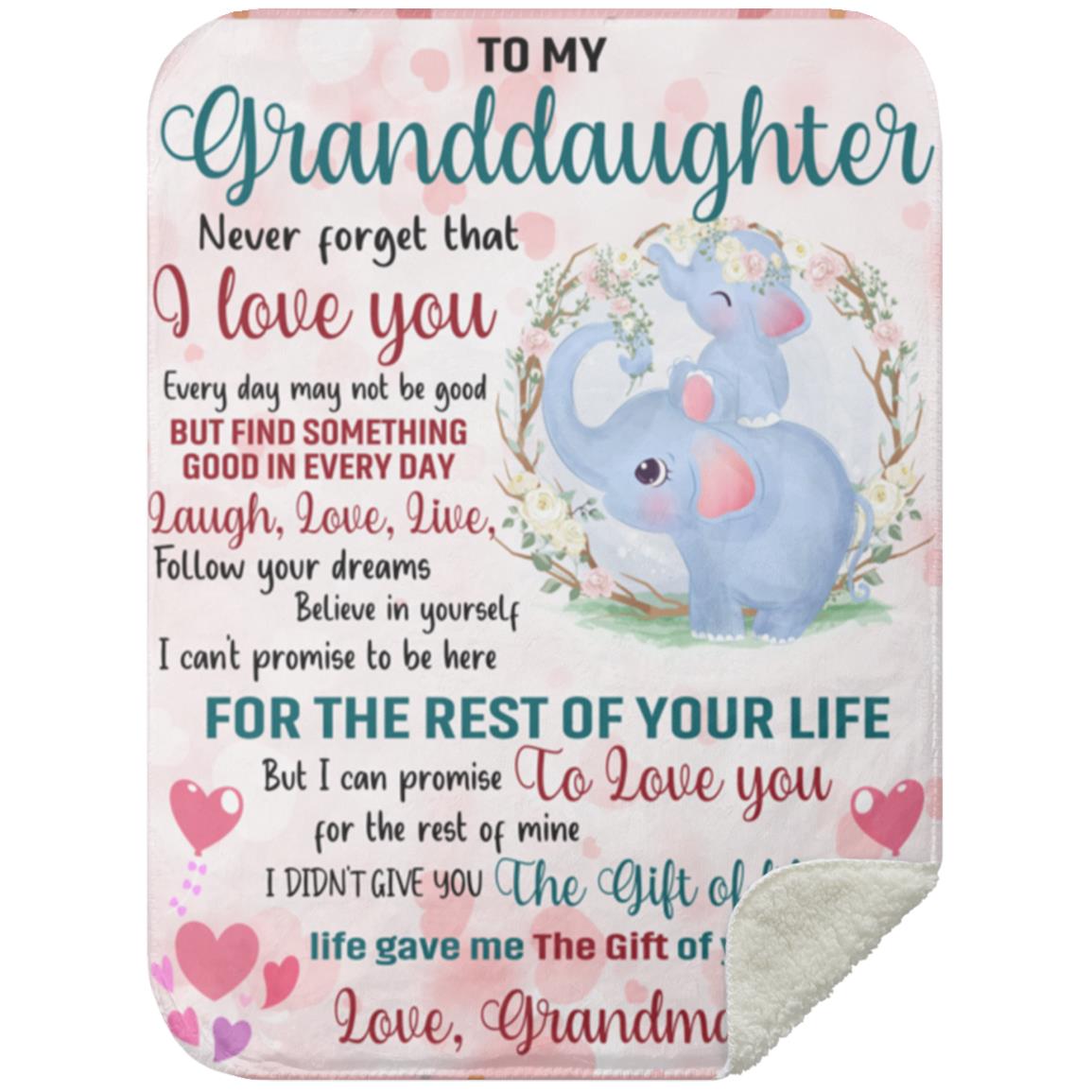 To My Granddaughter, I Love You for the Rest of Your Life Blanket
