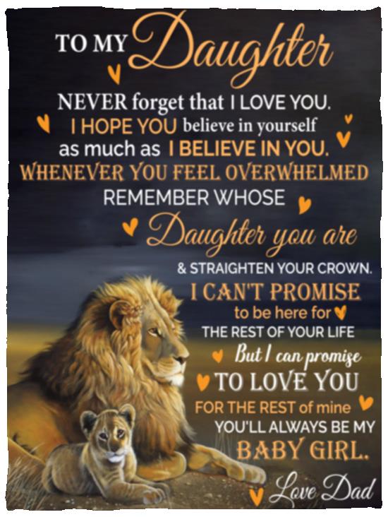 To My Daughter, When You Feel Overwhelmed Blanket | Valentine's Day, Birthday, College Gift