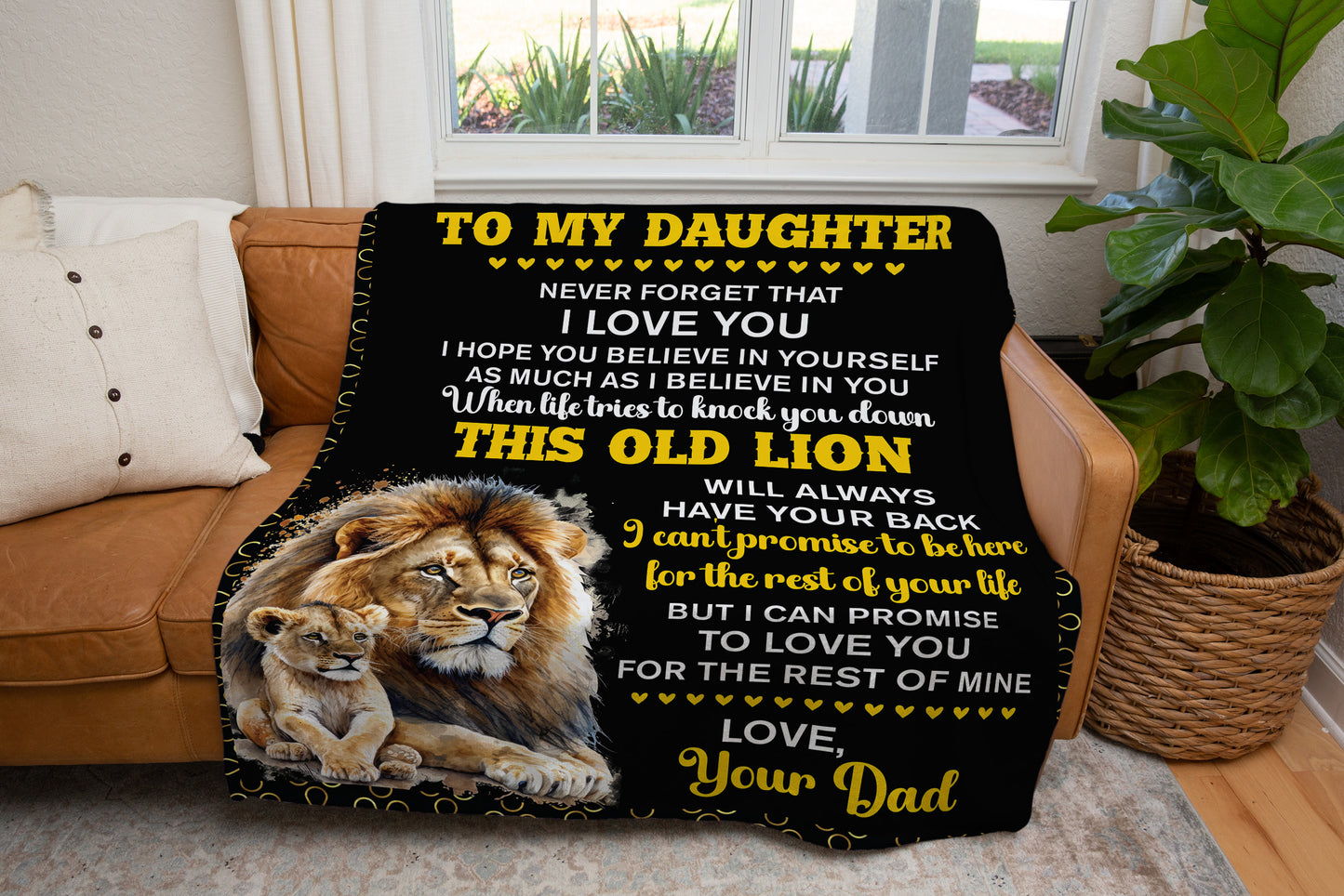 To My Daughter, This Old Lion Blanket | Valentine's Day, College , Birthday Gift