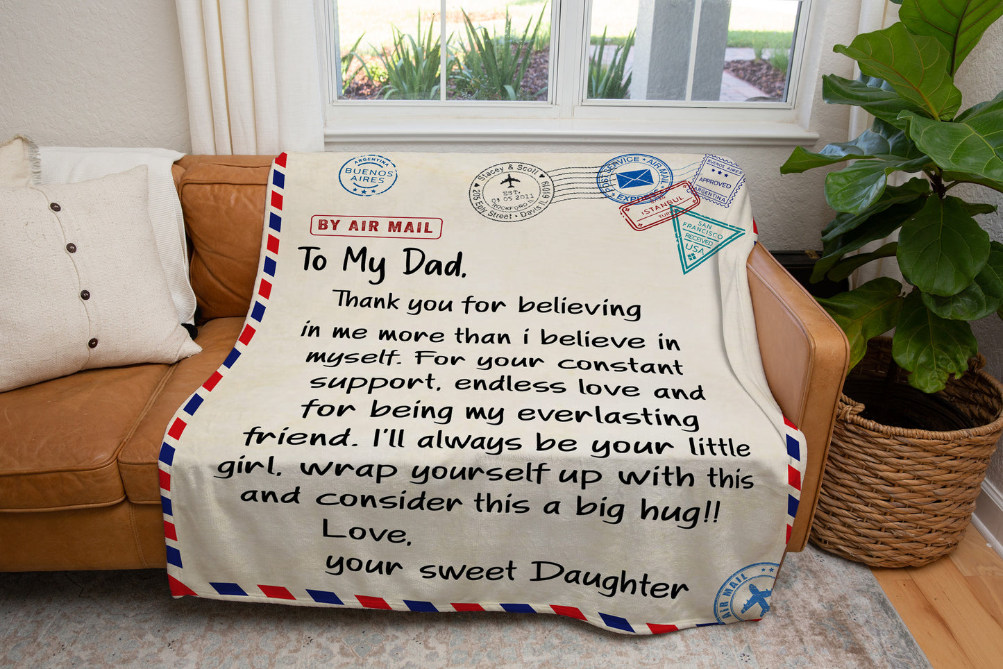 To My Dad, from Your Sweet Daughter Blanket | Birthday Gift, Special Occasion Gift