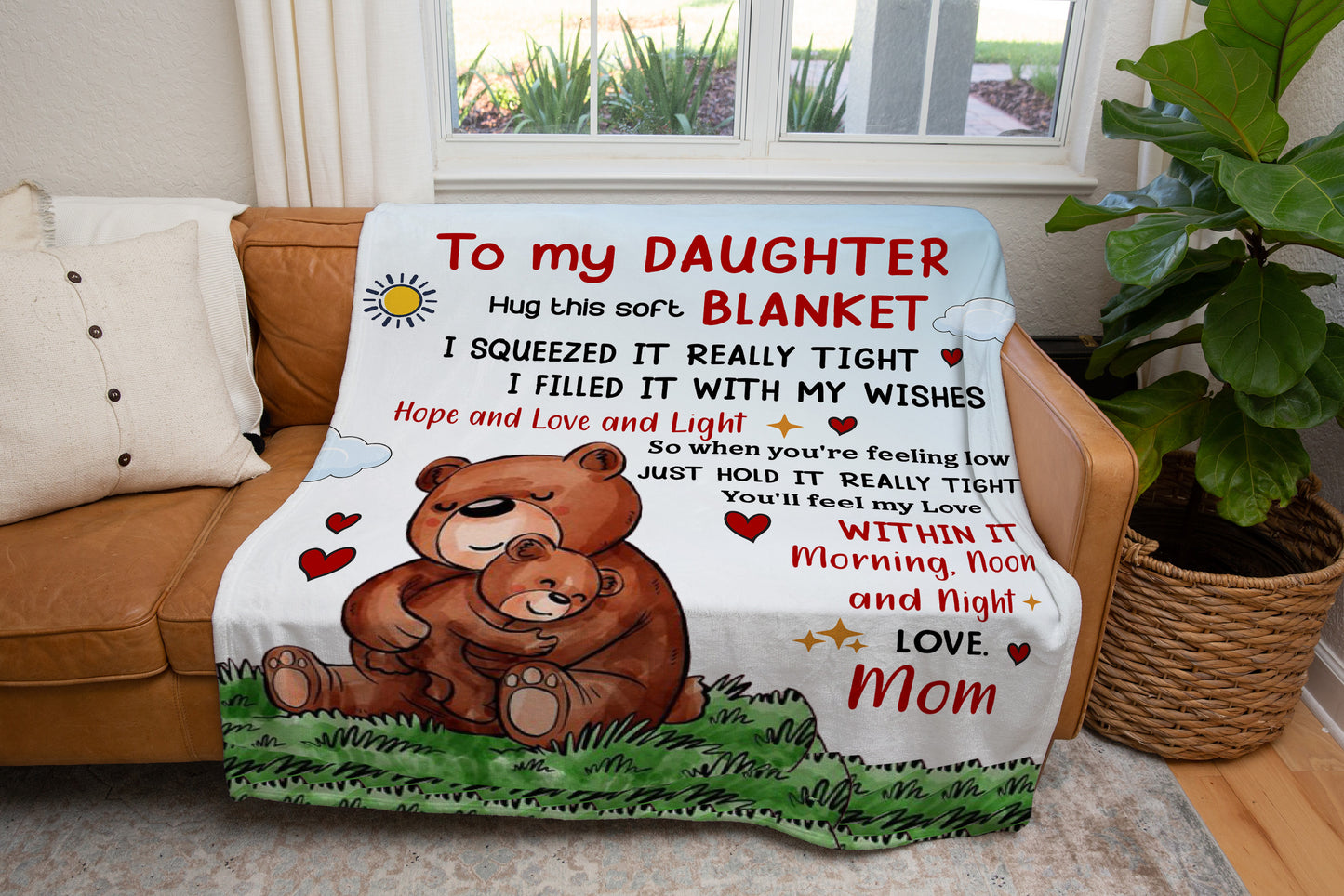 To My Daughter, Hug This Soft Blanket | Birthday Gift, Valentine's Day Gift, Special Occasions Gift