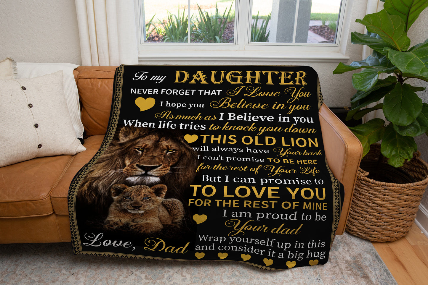 To My Daughter Blanket, This Old Lion | Valentine's Day, Birthday, College Gift