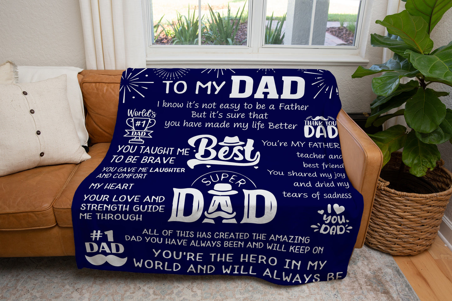 To My Dad, You're the Hero in My Life Blanket | Birthday Gift, Valentine's day Gift, Father's Day Gift