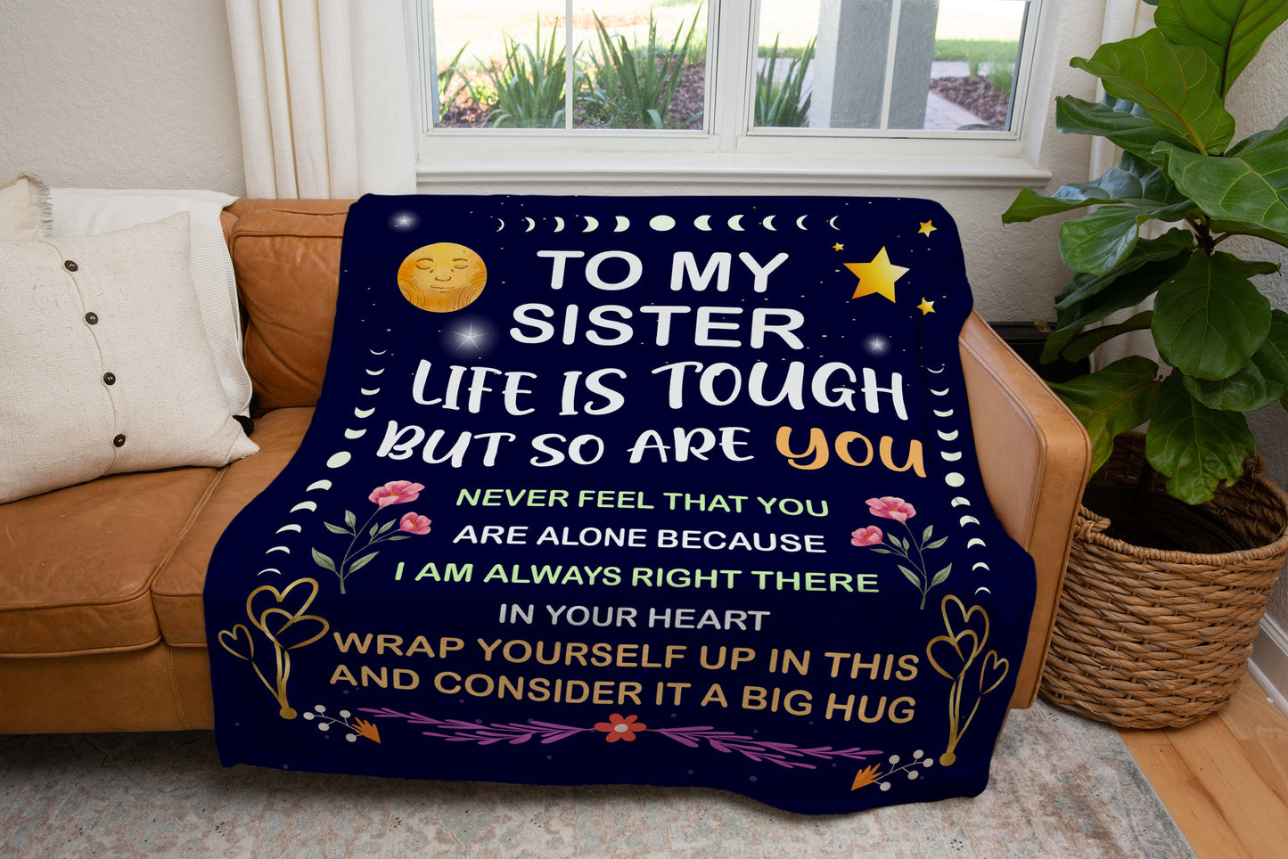 To My Sister, You Are Never Alone Blanket | Christmas Gift, Birthday Gift