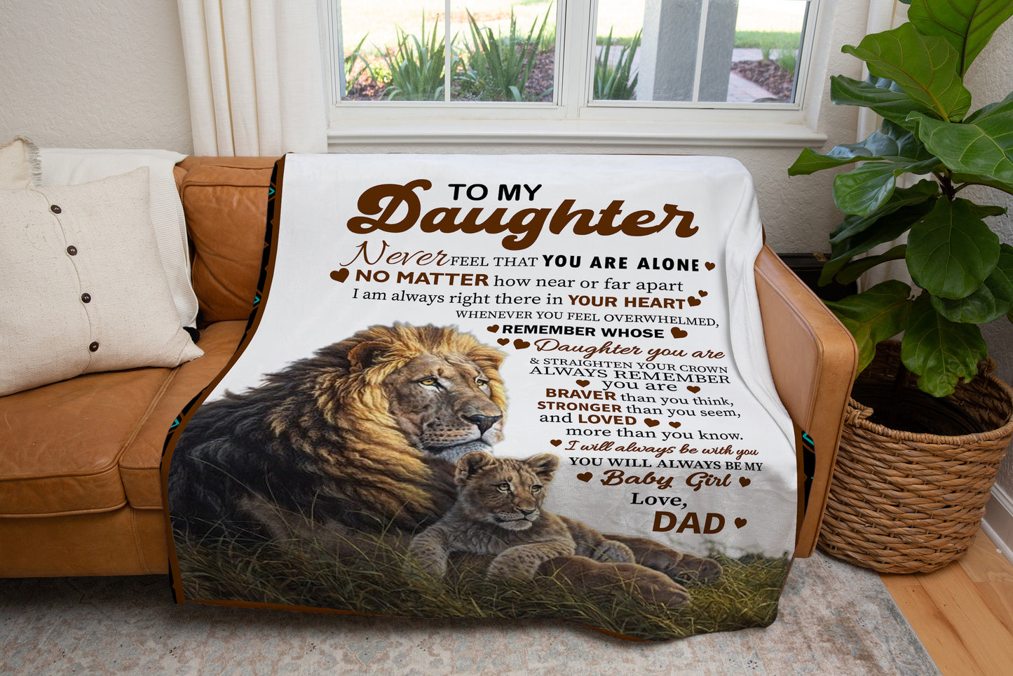 To My Daughter, You're Never Alone Blanket | Valentine's Day, College, Birthday Gift
