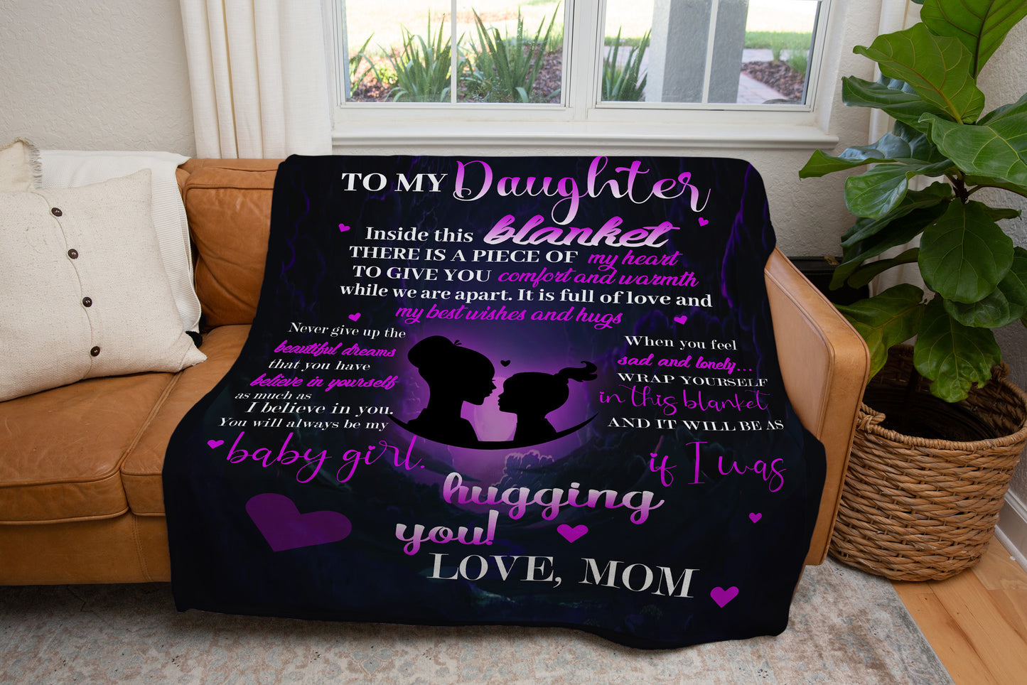 To My Daughter, Piece of My Heart Blanket | Christmas Gift, Birthday Gift