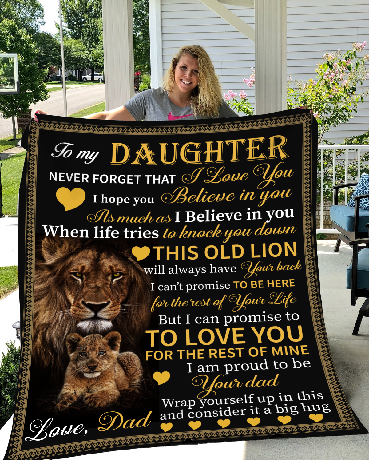 To My Daughter Blanket, This Old Lion | Valentine's Day, Birthday, College Gift