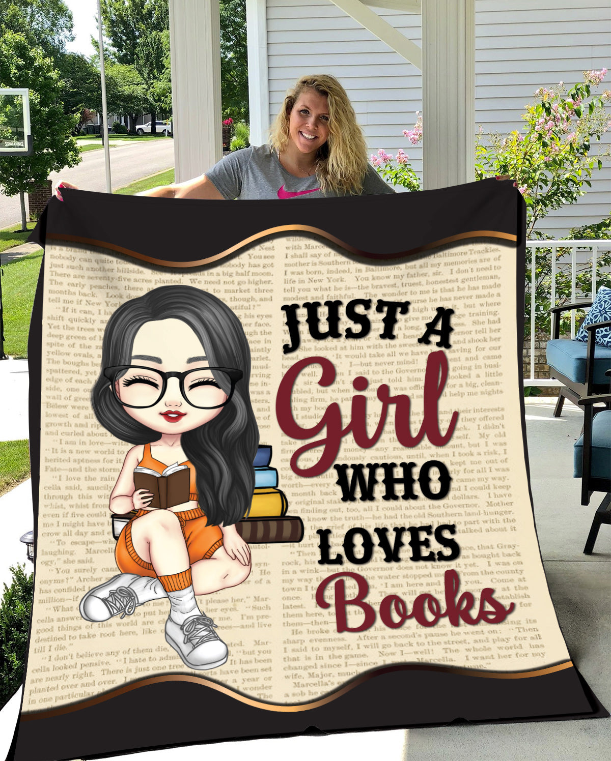 Just A Girl Who Loves Book Blanket | Christmas Gift, Birthday Gift HD