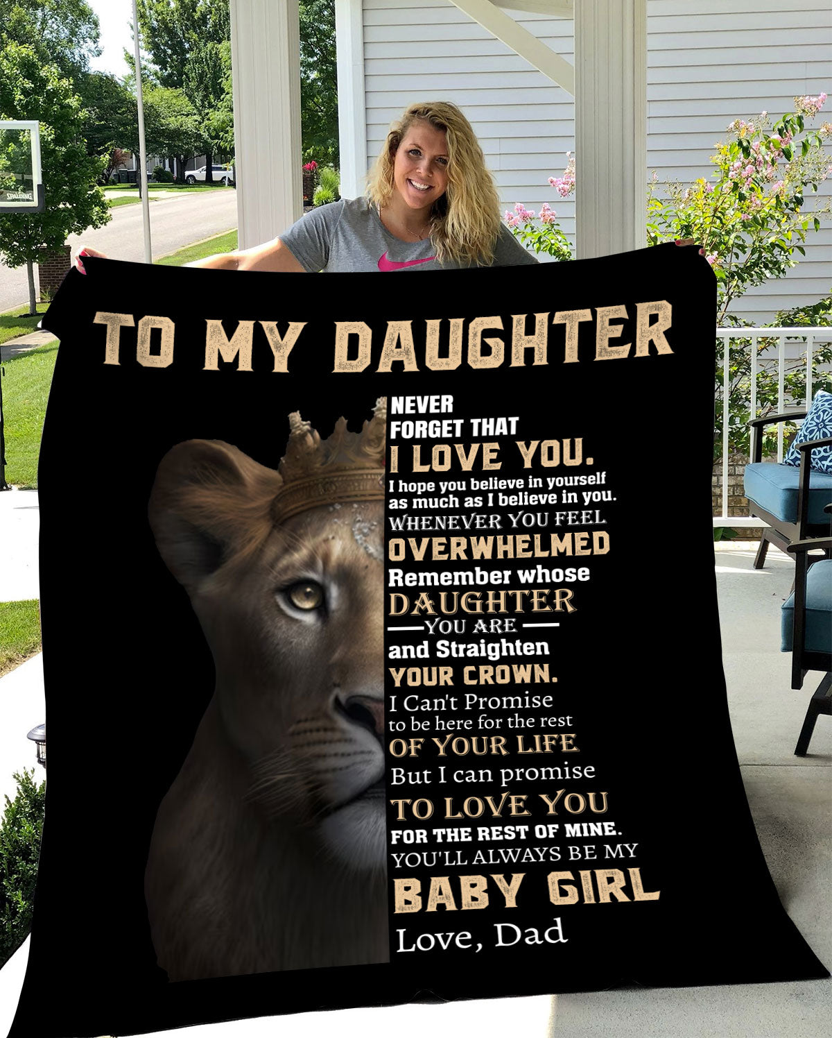To My Daughter | Never Forget That I Love You Blanket | College Gift, Valentine's Day Gift, Birthday Gift