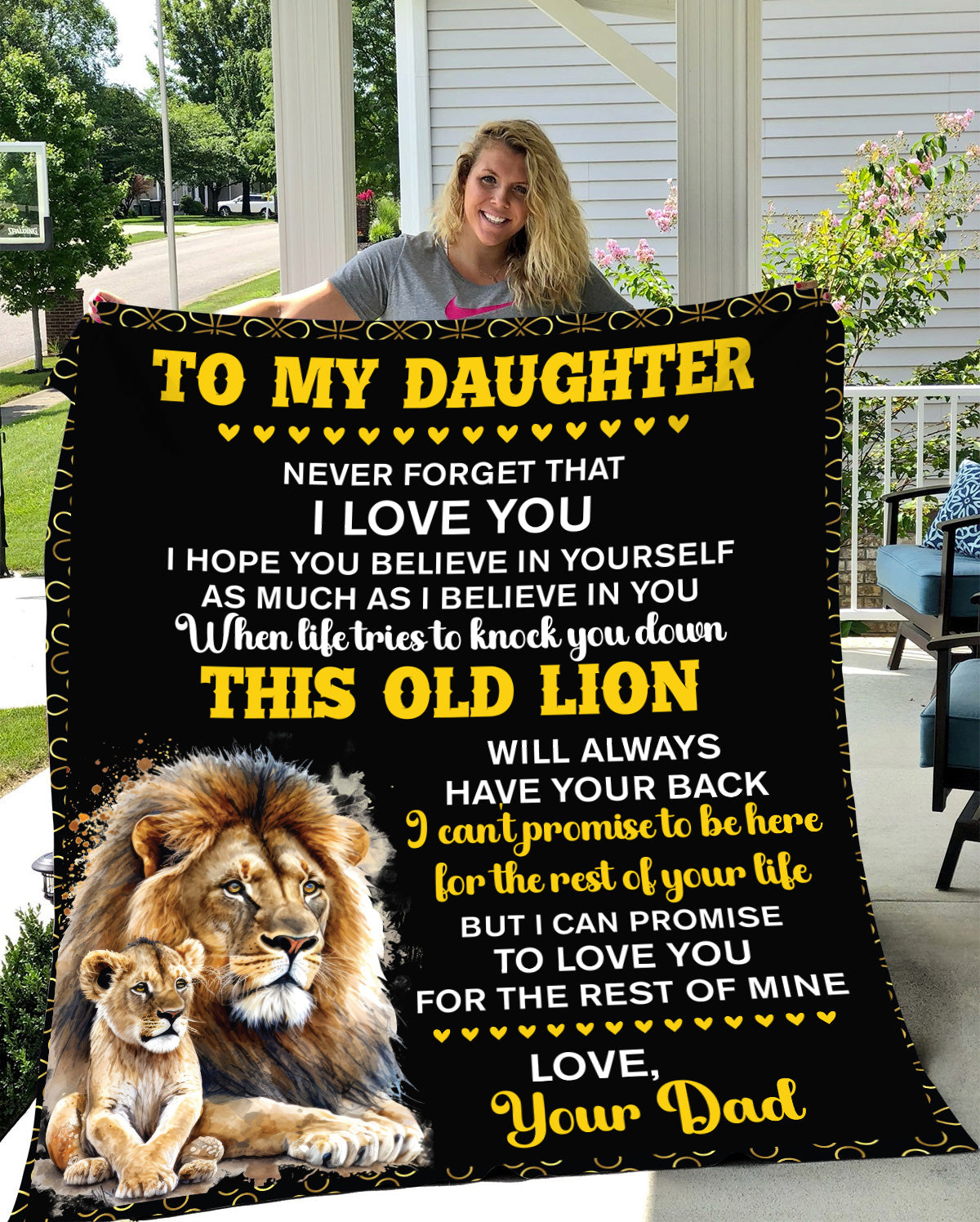 To My Daughter, This Old Lion Blanket | Valentine's Day, College , Birthday Gift