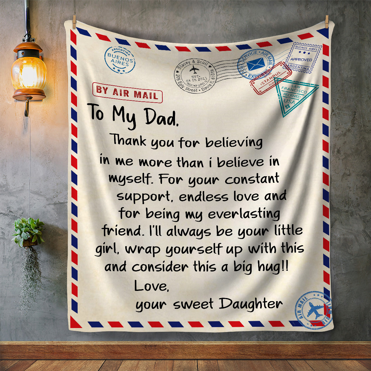 To My Dad, from Your Sweet Daughter Blanket | Birthday Gift, Special Occasion Gift
