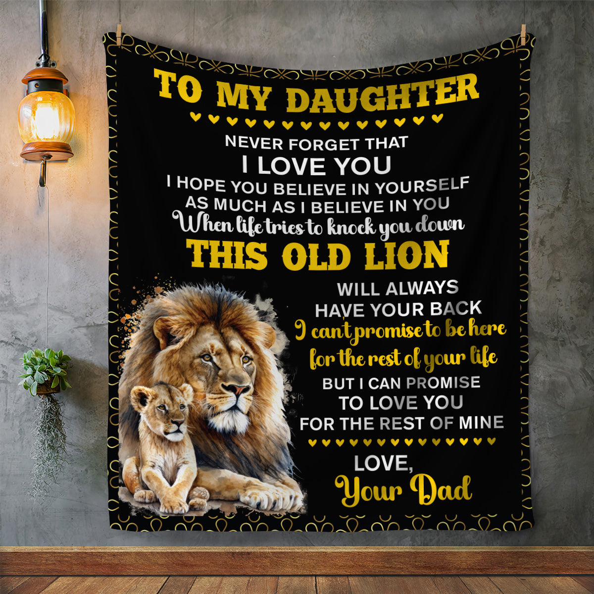 To My Daughter, This Old Lion Blanket | Valentine's Day, College , Birthday Gift