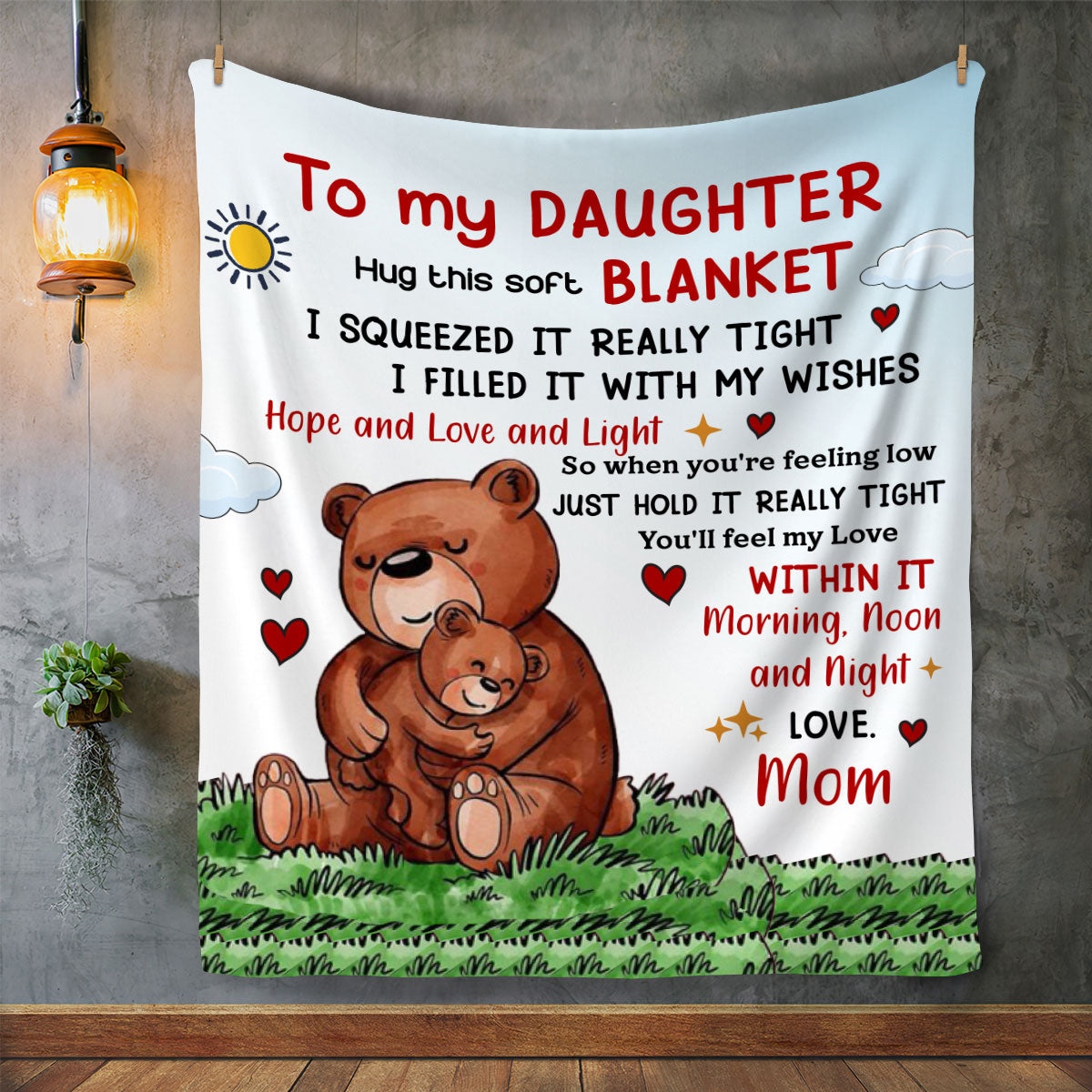 To My Daughter, Hug This Soft Blanket | Birthday Gift, Valentine's Day Gift, Special Occasions Gift