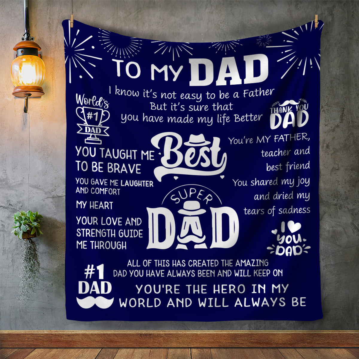 To My Dad, You're the Hero in My Life Blanket | Birthday Gift, Valentine's day Gift, Father's Day Gift