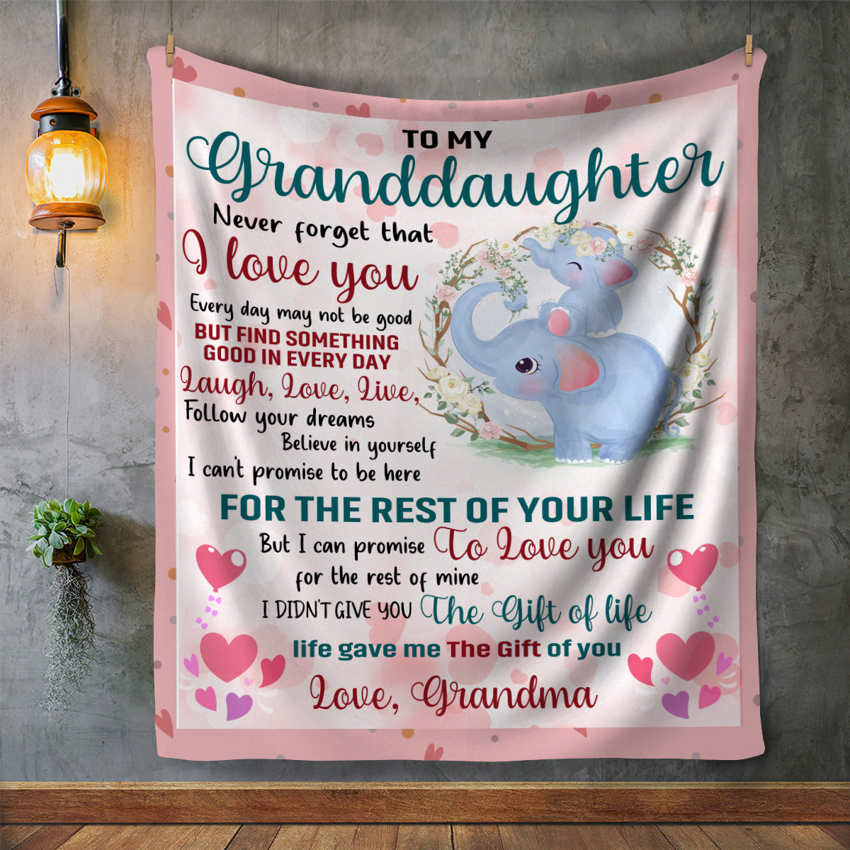 To My Granddaughter, I Love You for the Rest of Your Life Blanket