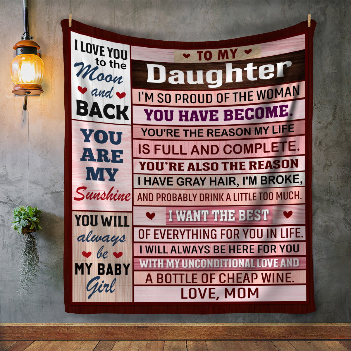 To My Daughter, So Proud of the Woman You've Become Blanket | Valentine's Day Gift, Birthday Gift, Special Occasions