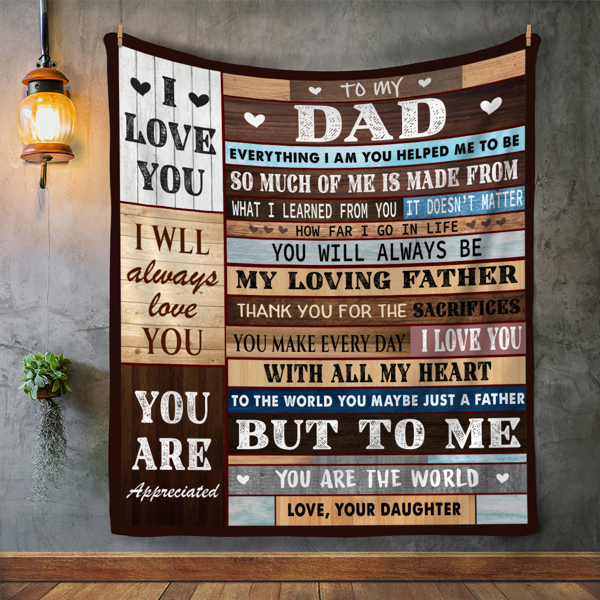 To My Dad, I Love You Blanket | Birthday Gift, Valentine's Day Gift, Special Occasion Gift