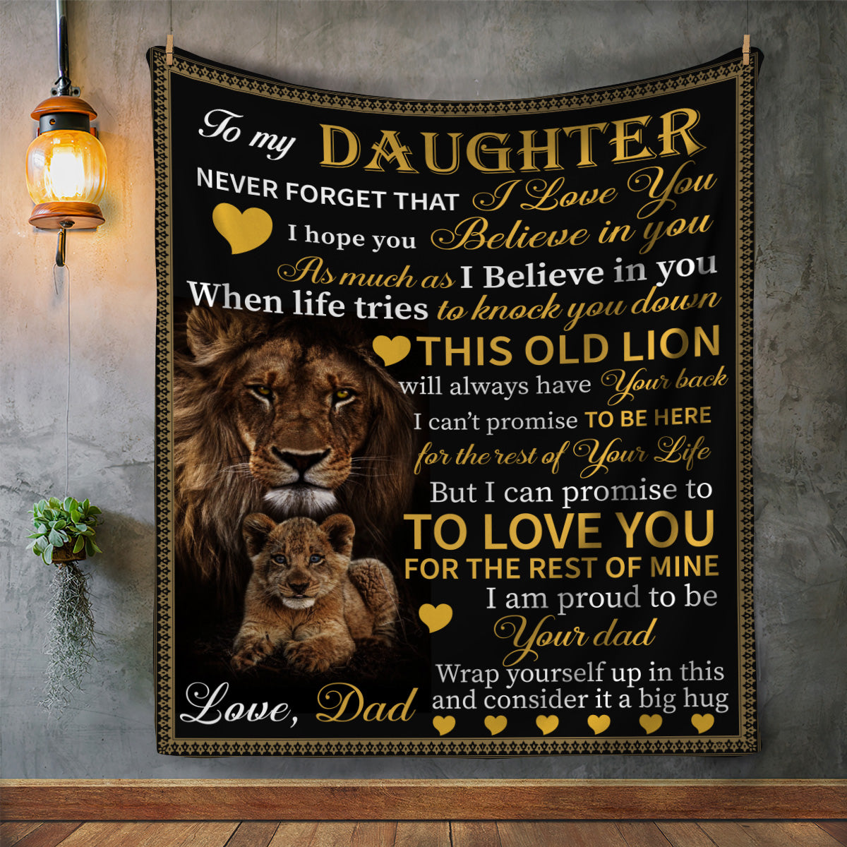 To My Daughter Blanket, This Old Lion | Valentine's Day, Birthday, College Gift