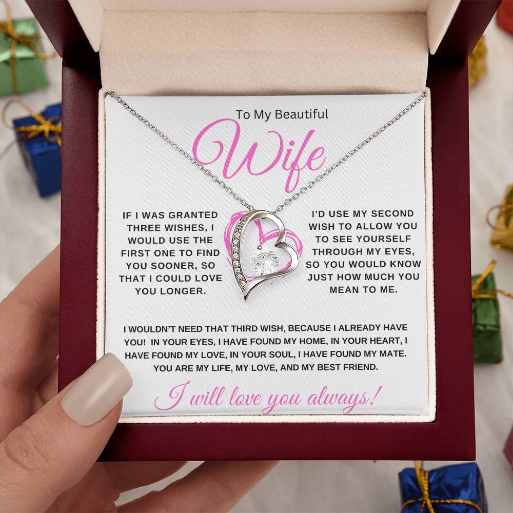 To My Beautiful Wife (Pink Valentine) - Forever Love Necklace